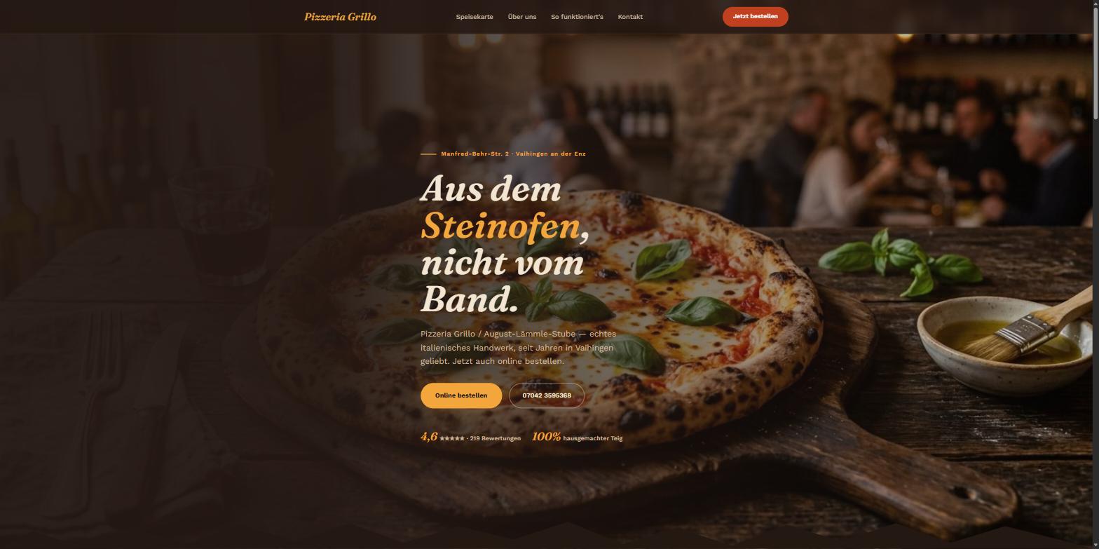 Pizzeria Grillo — Italienische Küche Vaihingen, Bestellsystem-Demo